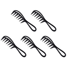 5x brede plastic kam met brede tanden, ontwarrende kam voor krullend haar, geschikt voor kappers en