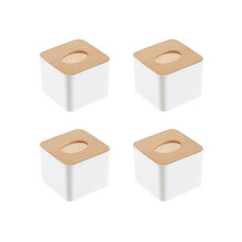 4X Square Tissue Box Tissue Box with Wooden Lid Household Removable Wooden Tissue Box