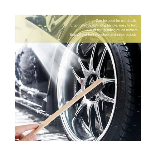 Auto Engine Cleaning Brush Car Rim Wheel Tire Cleaning Multi-function Bamboo Handle Mane Brushes Car 2