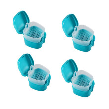 4x Gebitskoker, Gebitsbeker met Zeefje, Gebitsreinigingsdoos, Opbergdoos voor Kunstgebitten met Mandje