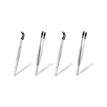 Set van 4 pincetten met rubberen uiteinden voor laboratorium, industrie, hobby, sieraden en stempels