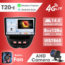 Autoradio 2 Din avec Carplay et Android Auto, GPS Navigation, Support SWC, 8G+128G pour Peugeot 107 Toyota Aygo Citroën C1