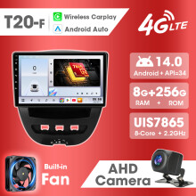 Srnubi Autoradio 2 Din 8G+256G, CarPlay, Android Auto, GPS, Navigation, pour Peugeot 107, Toyota Aygo, Citroën C1