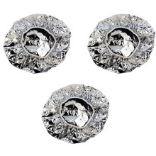 3X Shower Cap Heat Insulation Aluminum Foil Hat Elastic Bathing Cap for Women Hair Salon Bathroom -Silver
