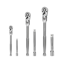 6pcs Flex Ratchet Set 1/4 Inch 3/8 Inch 1/2 Inch Drive Swivel Ratchet Wrench with Extension Bar 72