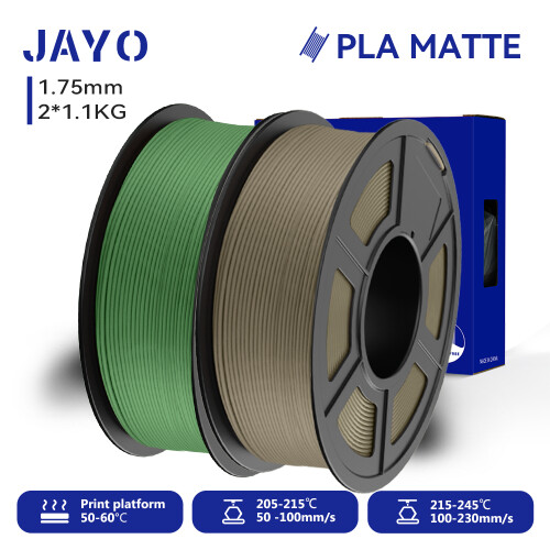 JAYO 3D-Druckerfilament, 2 Rollen, PLA Matte OGCA, 1,75 mm, für FDM-Drucker