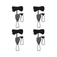 4 Pack 1/8 Inch Adjustable Heavy Duty Rope Hanger Ratchet Grow Light Fixtures, Reinforced Metal Internal