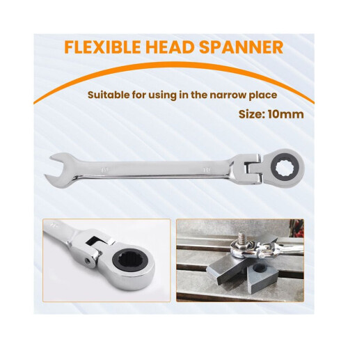 1PC Flexible Ratchet Metric Spanner Open End And Ring Wrenches Tool 10mm 1