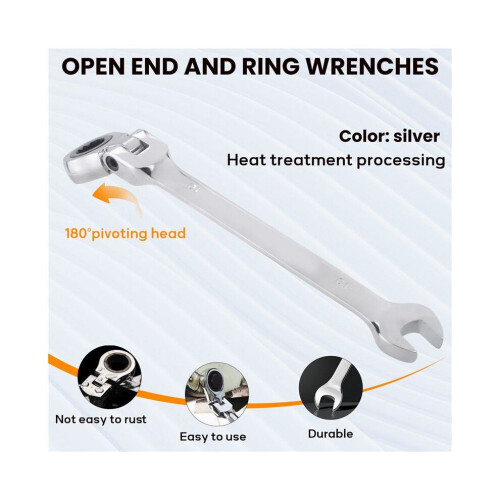 1PC Flexible Ratchet Metric Spanner Open End And Ring Wrenches Tool 10mm 2