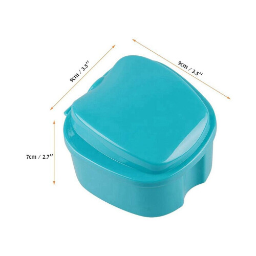 4X Denture Case, Denture Cup with Strainer, Denture Bath Box False Teeth Storage Box with Basket Net 1