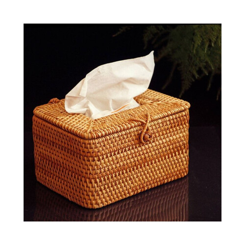4X Rectangle Paper Rack Rattan Tissue Box Elegant Home Decoration Handmade Desktop Tissue Container 2