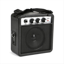 Amplificador de guitarra de 5 W con altavoz, control de volumen y tono, y función overdrive.