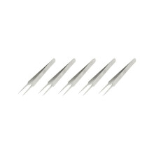 5x Puntige Pincet van Gepolijst Roestvrij Staal, Rechte Pincet, 11 cm