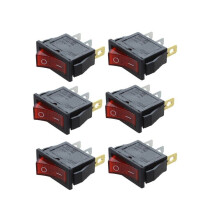 6x Rocker OFF Helder Bipolair 28x10mm 250V 15A 3 Aansluitingen ROOD