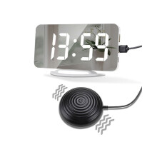 Led Vibration Alarm Clock Multifunctional Dual USB Charging Mute Bedside Luminous for Deaf and Hard