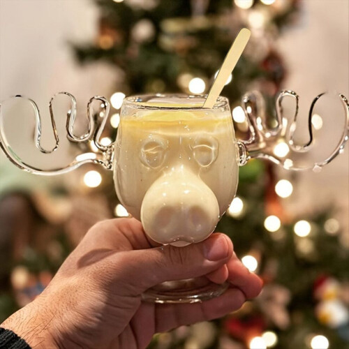 Julsemesterfilmmugg Glasvågig dubbelskiktad glasmugg 2