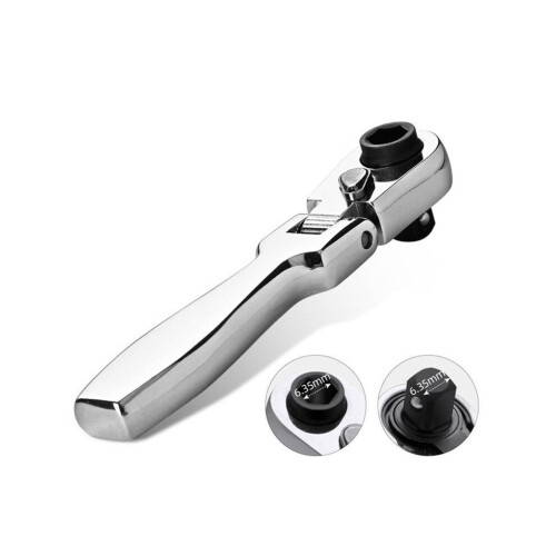 2 in 1 Flat Handle Ratchet Wrench 1/4 Double Ended 72 Teeth Quick Spanner Tool Screwdriver Socket Bit 2