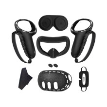 Complete set voor Meta Quest 3: siliconen hoesje + handvat + gezichtsmasker + anti-lek neuspad VR