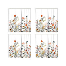 Douchegordijn met bloemenprint en 48 haken, aquarel botanische bloemen, decoratief badgordijn, moderne
