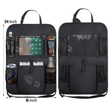 Organisateur de siège arrière de voiture, sac multi-poches en tissu Oxford avec support tablette et protection enfant