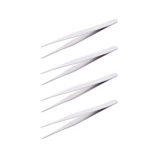 4x Pincet, dokterspincet, antistatische metalen gebogen, ronde en rechte pincet (TS-10)