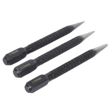 Set van 3 centerponsen van hoogwaardig koolstofstaal, 10 cm, antislip, voor markeren van gelegeerd staal,