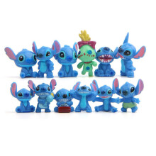 12-delige set Disney Stitch PVC-poppen, anime-actiefiguren, cadeaus en speelgoed voor Kerstmis.