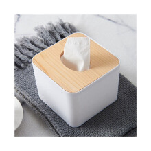 3X Square Tissue Box Tissue Box with Wooden Lid Household Removable Wooden Tissue Box