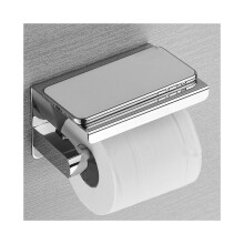 6x toiletpapierhouder van SUS 304 roestvrij staal met telefoonvakje, toiletpapierhouder voor de badkamer