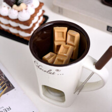 Fondue mokkenset voor chocolade, kaas, melk en room, rood