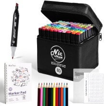 Nicetrue Marqueurs Twin Tip à base d'alcool, Lot de 80 Couleurs, Pigments Riches, Séchage Rapide