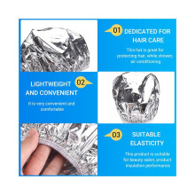 Shower Cap Heat Insulation Aluminum Foil Hat Elastic Bathing Cap for Women Hair Salon Bathroom -Silver