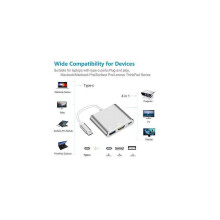 Usb Type-C To Hdmi 3-In-1 Converter Adapter Usb 3.1 Type C 4K Multiport For Macbook