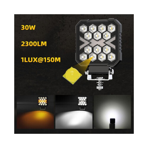 4 ίντσες LED φώτα εργασίας για φορτηγό, 30W λευκό κεχριμπα 1