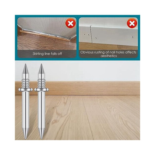 400 Pcs Double- Skirting Thread Seamless Nail,Rust-Proof No Trace Skirting Thread Screws Set with 4