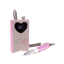 Taladro eléctrico para uñas con diamantes de imitación, lima de uñas recargable, 35000 RPM, forma de