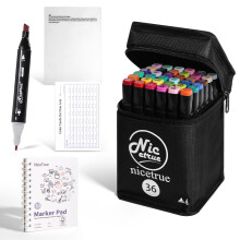 Nicetrue Marqueurs Twin Tip à base d'alcool, Lot de 36 Couleurs, Pigments riches et séchage rapide pour dessin et art créatif