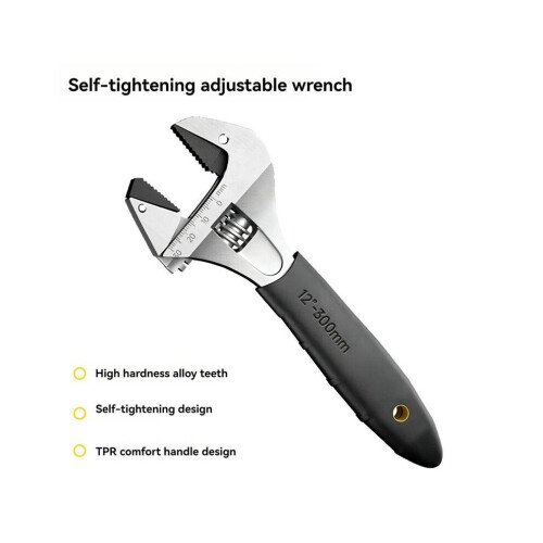 Ratchet Adjustable Wrench Self-Tightening Adjustable Wrench Multi-Function Large Opening Bathroom Wrench 1