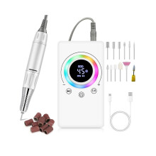 Máquina perforadora de uñas de 45000 RPM, recargable, eléctrica, con pantalla LCD HD, para manicura
