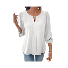 Bluzki damskie z rękawem 3/4, eleganckie bluzki, koszule biznesowe, casualowe, biurowe, białe, XL