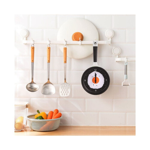 Frying Pan Clock with Fried Egg - Novelty Hanging Kitchen Cafe Wall Clock Kitchen - Green