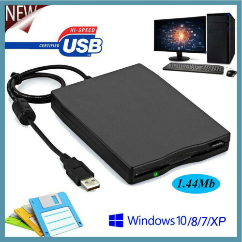 1.44 MB Floppy Disk 3.5" USB External Drive Portable Floppy Disk Drive Diskette