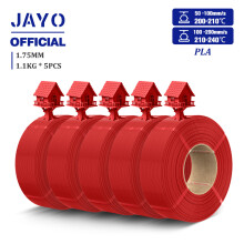 JAYO PLA Plus 3D-Drucker Filament, 1,75 mm Nachfüllfilament, Rot, 5 Rollen