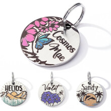 Placas de identificação para cães, etiquetas de nomes personalizadas com impressão a cores, para suporte de coleira
