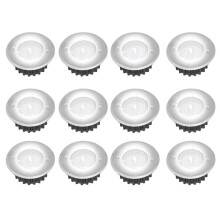 (12pcs, White Light) Solar-Powered Stainless Steel LED Deck Lights