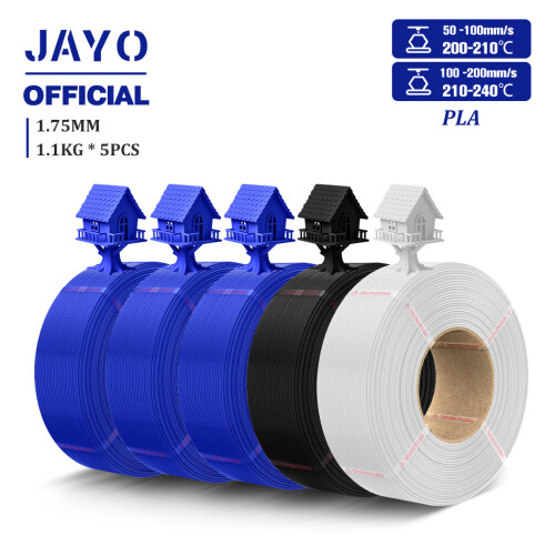 JAYO PLA Plus Nachfüllfilament, 1,75 mm, Schwarz