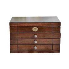 Caja de joyería de madera maciza de estilo vintage, gran capacidad, para guardar joyas.