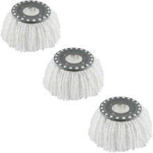 Set van 3 premium vervangende dweilkoppen voor de 360 roterende ronde Magic Mop microvezel (wit)