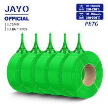 JAYO 3D-Druckerfilament, PETG Nachfüllfilament, 1,75 mm, 5 Rollen, Grün