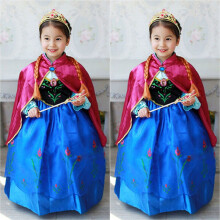(#8 Anna Dress C Rose Red & Blue, 3-4 Years) Frozen Girls Kids Elsa Fancy Dress Costume Princess Anna